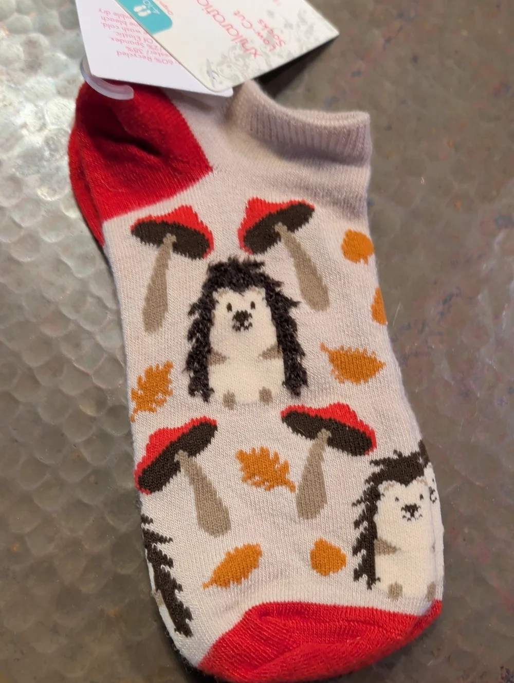 Cute Hedgehog Mushroom Xhilaration Low-Cut Socks Sz 4-10